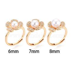 Flower Brass Micro Pave Clear Cubic Zirconia Adjustable Ring Settings&nbsp;KK-T076-25G