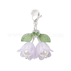5Pcs 5 Colors Flower Acrylic & Shell Pearl Pendant Decoration&nbsp;HJEW-TA00282