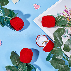 Flocking Plastic Rose Finger Ring Boxes&nbsp;CON-DR0001-02