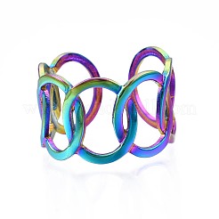 304 Stainless Steel Interlocked Rings Cuff Ring&nbsp;RJEW-N038-085
