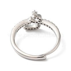 Rack Plating Brass Cubic Zirconia Arabic Letters Adjustable Rings for Women&nbsp;RJEW-S407-10P-06