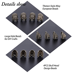 4Pcs Tibetan Style Alloy European Beads&nbsp;TIBEB-FH0001-40AS