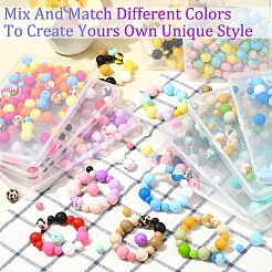 90Pcs 9 Styles Round Silicone Focal Beads&nbsp;SIL-YW0001-77
