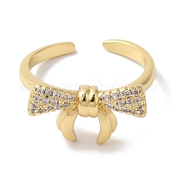 Bowknot Brass Micro Pave Clear Cubic Zirconia Open Cuff Rings for Women&nbsp;LS-RJEW-C098-05G