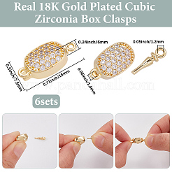 6Pcs Brass Micro Pave Clear Cubic Zirconia Box Clasps&nbsp;KK-BBC0019-66