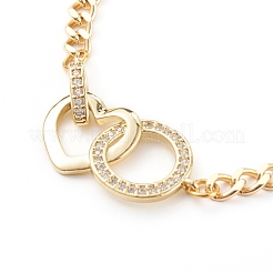 Brass Micro Pave Clear Cubic Zirconia Link Bracelets&nbsp;BJEW-JB06105-01