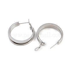 202 Stainless Steel Triple Hoop Earrings&nbsp;EJEW-XCP0001-17