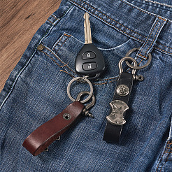 2Pcs 2 Colors Leather Clasps Keychain&nbsp;KEYC-BY0001-04
