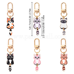 Cat Alloy Enamel Pendant Decorations&nbsp;HJEW-YW00054-01