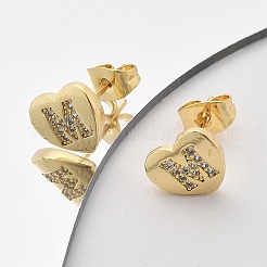 Rack Plating Brass Micro Pave Clear Cubic Zirconia Stud Earrings&nbsp;EJEW-K299-01G-M