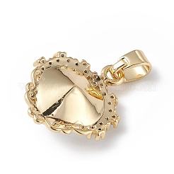 Real 18K Gold Plated Rack Plating Brass Micro Pave Clear Cubic Zirconia Pendants&nbsp;KK-C015-05G-01