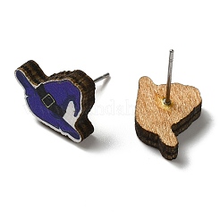 Wood Stud Earrings&nbsp;EJEW-Z054-02J
