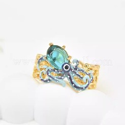 Alloy Glass Octopus Cuff Open Rings&nbsp;WG5992D-01