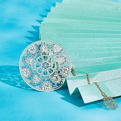 Brass Enamal Pendant Bookmarks&nbsp;AJEW-WH0042-28G