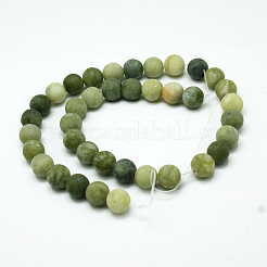 Round Frosted Natural TaiWan Jade Bead Strands&nbsp;G-M248-4mm-02