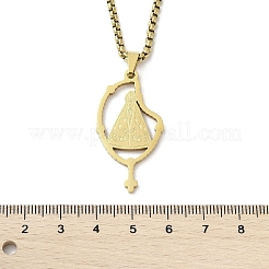 201 Stainless Steel Nossa Senhora Aparecida Virgin Pendant Box Chain Necklaces&nbsp;NJEW-H055-07G