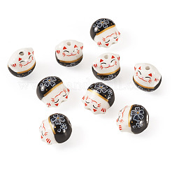 9Pcs Handmade Printed Porcelain Beads&nbsp;PORC-TADJ0001-01B