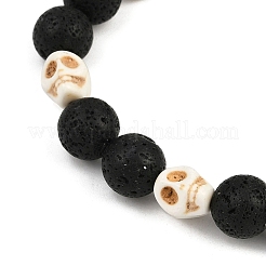 2Pcs Natural Lava Rock & Synthetic Turquoise Beads Stretch Bracelets for Men Women&nbsp;BJEW-JB12131