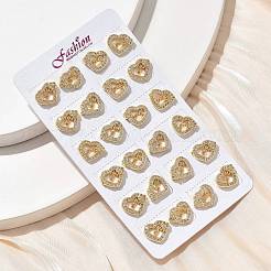 Valentine's Day Heart with Word Love Brass Micro Pave Clear Cubic Zirconia Stud Earrings&nbsp;EJEW-D305-22G-01