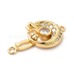 Rack Plating Brass Pave Clear Cubic Zirconia Fold Over Clasps&nbsp;KK-K270-04G