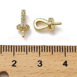 Rack Plating Brass Micro Pave Cubic Zirconia Cup Pearl Peg Bails Pin Pendants&nbsp;KK-S397-13G