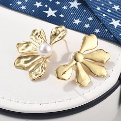 Brass Flower Stud Earrings&nbsp;EJEW-R016-05G