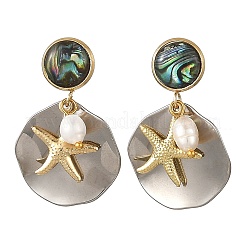 2 Pairs Paua Shell with Non-Tarnish 201 Stainless Steel Stud Earrings&nbsp;EJEW-JE07477