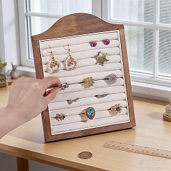 Wooden Photo Frame Shaped Ring Display Easels&nbsp;RDIS-WH0032-008B