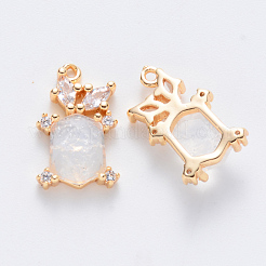 Brass Cubic Zirconia & Glass Charms&nbsp;KK-T049-058G-03-NF
