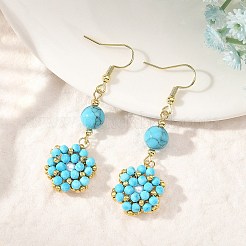 Natural & Synthetic Mixed Stone and Shell Pearl Braided Dangle Earrings&nbsp;EJEW-MZ00789