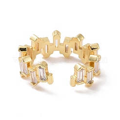 Clear Cubic Zirconia Rectangle Open Cuff Ring&nbsp;RJEW-P032-11G