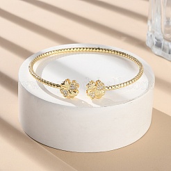 Clear Cubic Zirconia Open Cuff Bangle&nbsp;BJEW-G737-01G-05