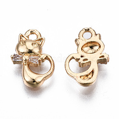 Brass Micro Pave Clear Cubic Zirconia Charms&nbsp;KK-S359-122-RS