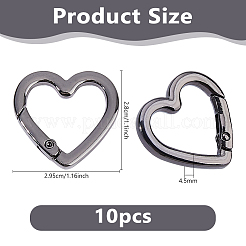 10Pcs Heart Zinc Alloy Spring Gate Rings&nbsp;FIND-DC0008-21