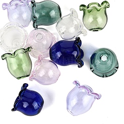 12Pcs 6 Colors Transparent Glass Bead Caps&nbsp;GLAA-YW0004-84
