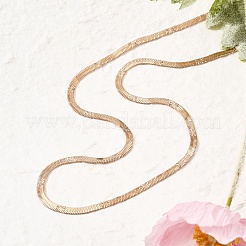 4MM 304 Stainless Steel Flower Herringbone Chain Necklaces for Women&nbsp;NJEW-B131-08RG