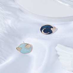1 Set Enamel Moon & Star Asymmetrical Earrings&nbsp;EJEW-LP0010-05
