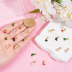 20Pcs 10 Styles Brass Micro Pave Cubic Zirconia Pendants&nbsp;KK-PH0012-99