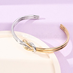 Duo Tone 304 Stainless Steel Knot Open Cuff Bangles for Women&nbsp;SA-CBA2192-05GP-01
