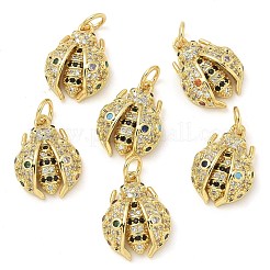 Ladybug Rack Plating Brass Micro Pave Cubic Zirconia Pendants&nbsp;KK-Z053-03G