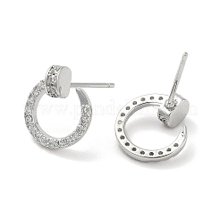 Rack Plating Brass Micro Pave Clear Cubic Zirconia Stud Earrings for Women&nbsp;EJEW-M260-14P