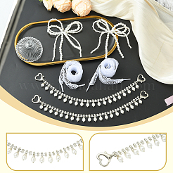 Brass & ABS Imitation Pearl & Rhinestone Boot Strap Chains and Resin Imitation Pearl Shoe Charms and Polyester Lace Cord Shoelace&nbsp;HJEW-SW00411