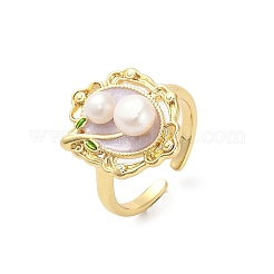 Brass Enamel Cuff Rings&nbsp;RJEW-K291-04G-02
