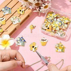 30Pcs 6 Styles Bee Theme Alloy Enamel Pendants&nbsp;ENAM-CJ0006-58