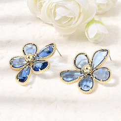 Brass Glass Stud Earrings for Women&nbsp;KK-CBABDD8-18G