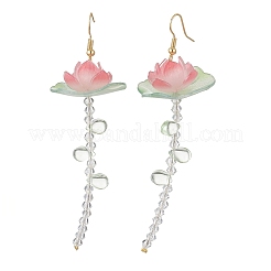 Lotus Flower Brass Dangle Earrings&nbsp;EJEW-TA00796