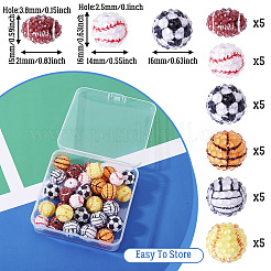 30Pcs 6 Styles Sport Theme Resin Rhinestone Beads&nbsp;RESI-TA0003-97