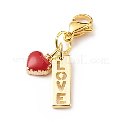 Alloy Enamel Heart Pendant Decorations&nbsp;HJEW-JM00713-01