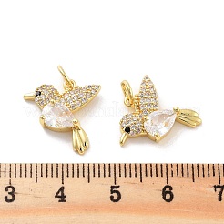 Rack Plating Brass Micro Pave Clear Cubic Zirconia Pendants&nbsp;KK-C063-12G
