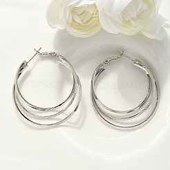 Brass Triple Hoop Earrings for Women&nbsp;EJEW-U050-02P